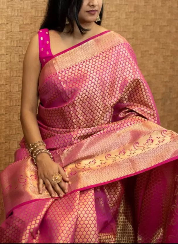 MF 44 Pink Designer Soft Lichi Silk Sarees Wholesale Clothing Distributor In India